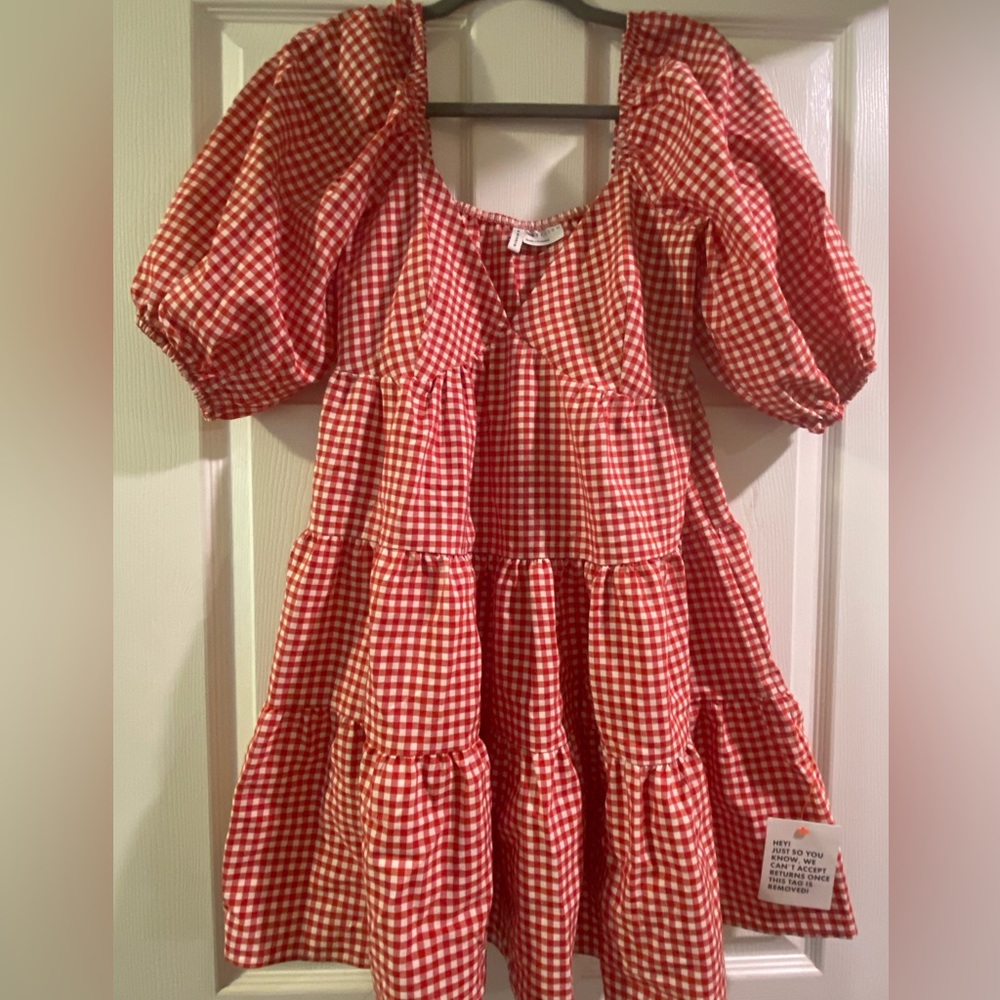 Red Plaid Babydoll Dress